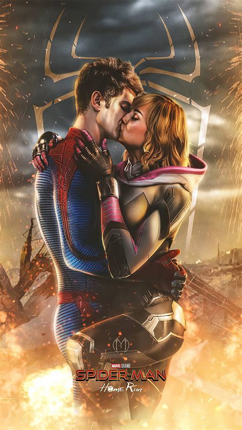 1080x1920 spiderman and gwen stacy kissing iphone 7 6s 6 plus pixel xl one plus 3 3t 5