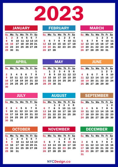 2023 Calendar With Us Holidays Printable Free Pdf Colorful Blue