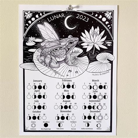 2023 Lunar Calander Fairy Frog Fine Art Print Tracking The Etsy