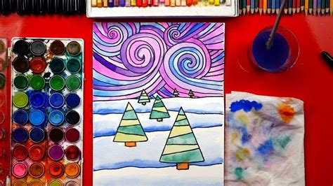 How To Draw And Paint A Winter Landscape Winter Art Lesson