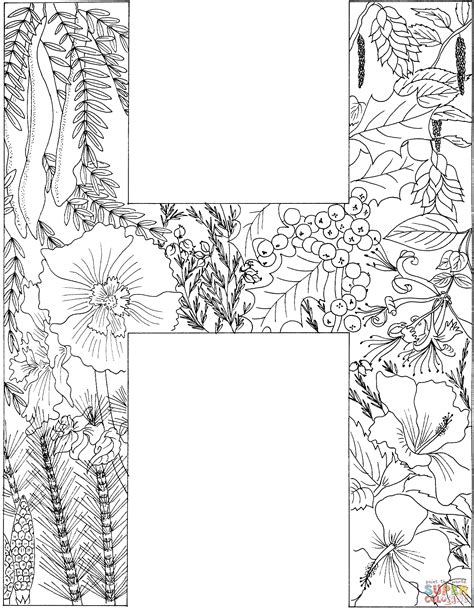 Letter H With Plants Super Coloring Coloring Pages Free Coloring