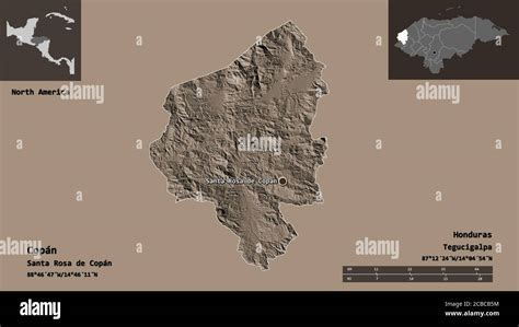 Forma De Copán Departamento De Honduras Y Su Capital Escala De Distancia Vistas Previas Y