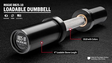 Rogue Db25 10 Loadable Dumbbell Stainless Rogue Fitness Canada