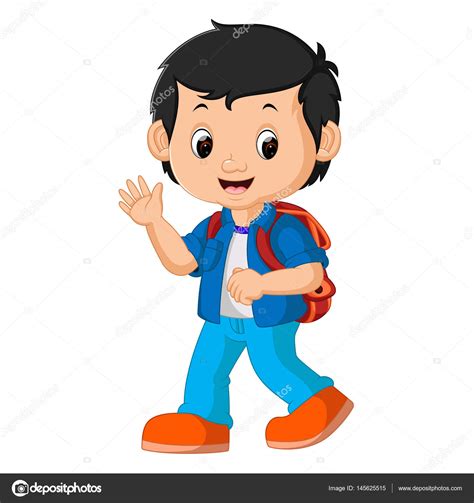 Cute Boy With Backpack Cartoon Stock Vector Image By ©hermandesign2015
