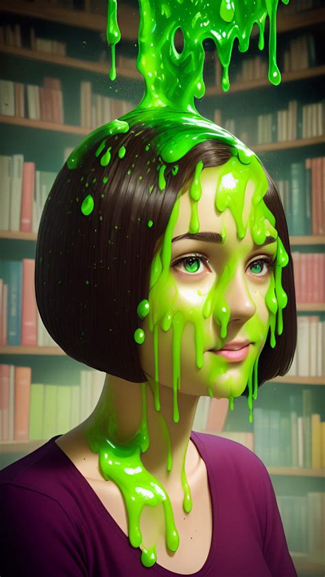 college library woman green slimed by theslimer on deviantart