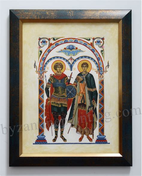 Miniature St George And St Dimitrios Byzantine Icon Painting