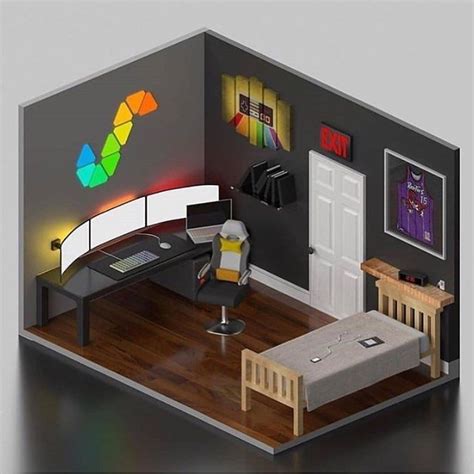 Setup Gamer 3d Concept Game Room Design Small Game Rooms Bedroom Setup