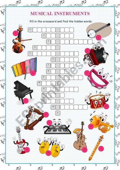 Musical Instruments Crossword Puzzle Crossword Music Worksheets
