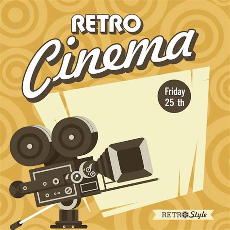 Premium Vector Retro Cinema Vintage Film Camera Poster In Vintage