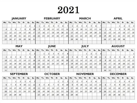 Printable Calendar 2021 Starting Monday Calendar Printables Calendar Template Monthly