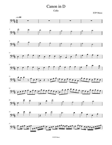 Canon In D For Cello Sheet Music Musescore Pachelbel