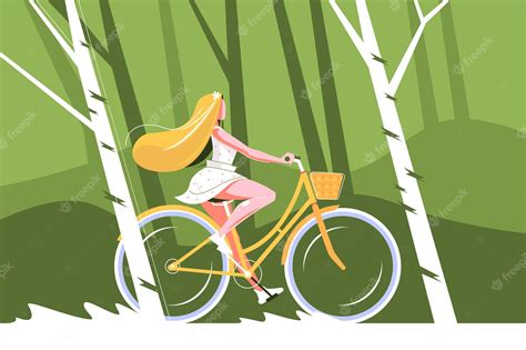 Premium Vector Cute Girl Riding Bike Illustration