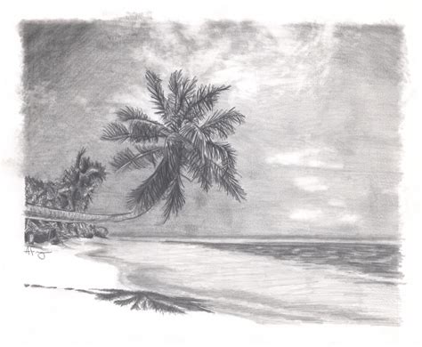 Beach Drawing Pencil Carinewbi