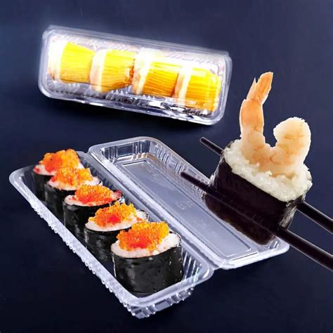 100pcs 20x7x4cm Transparent Sushi Box High Quality Rectangular West