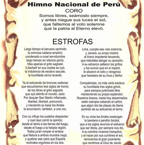Himno Nacional Del Peru Completo Coro Y 6 Estrofas Brainlylat
