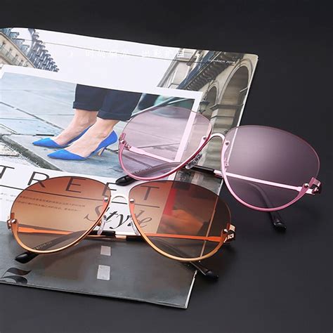 2020 brand designer clear sunglasses women semi rimless oversized oval sun glasses frame vintage