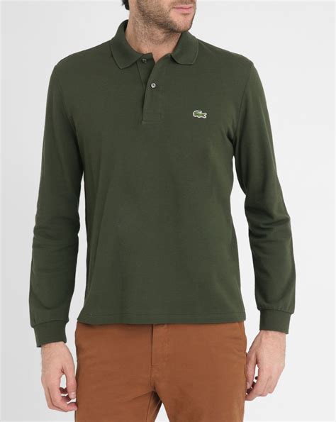 Lacoste Khaki Long Sleeve Polo Shirt In Green For Men Lyst