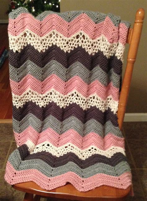 Crochet Pattern For Lacy Ripple Afghan Blanket Or Throw Etsy