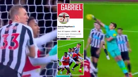 gabriel tweeted about penalty incident in arsenal s 0 0 draw with newcastle