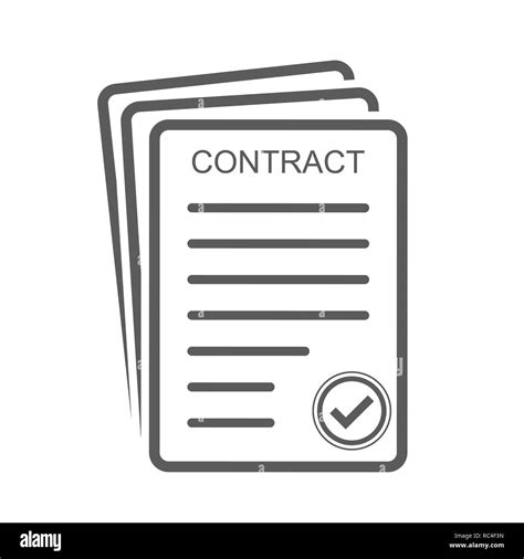 Gray Contract Icon In Flat Design Vector Illustration Business
