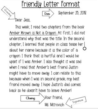 Personal letter layout ideal vistalist co in friendly format south. Friendly Letter Format by Reading and Rainbows | TpT