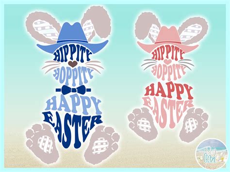 Hippity Hoppity Happy Easter Bunny With Cowboy Hat Svg