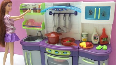 ‫العاب مطبخ باربي مع ادوات طبخ رائعه العاب بنات Barbie Doll Kitchen Toys‬‎ Youtube