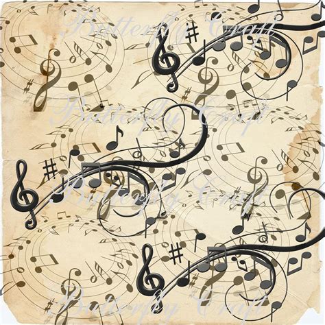 Music notes scrapbook paper, Vintage music digital paper (85614