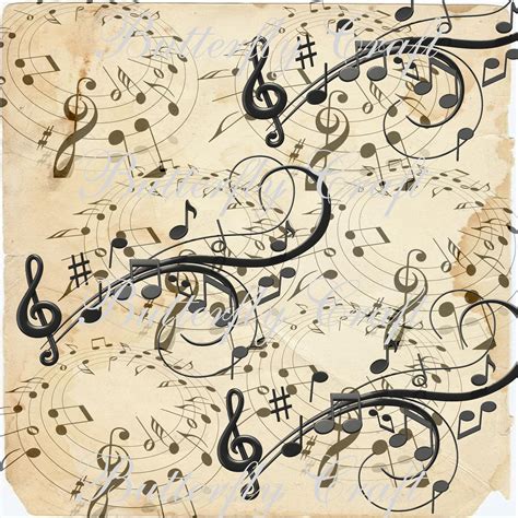 Music Notes Scrapbook Paper Vintage Music Digital Paper 85614