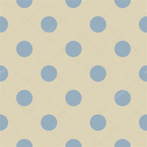 Blue Polka Dots On Nude Beige Background Retro Seamless Vector Pattern