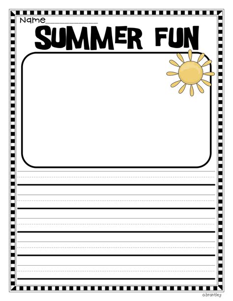Summer Fun Writing Paperpdf First Day In First Grade First Grade