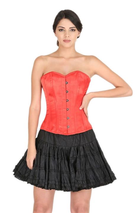 Details About Red Satin Halloween Costume Burlesque Bustier Waist