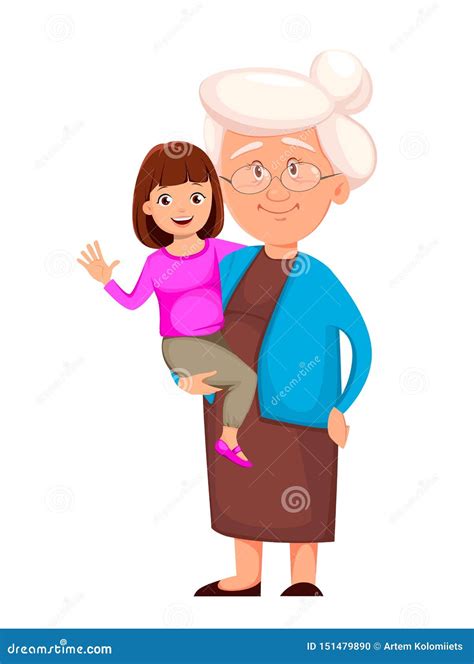 Abuela Con Su Nieta Personajes De Dibujos Animados Lindos Ilustraci N Del Vector Ilustraci N