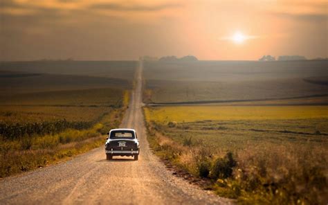 Old Car On Empty Road Wallpaper Nature And Landscape Wallpaper Better