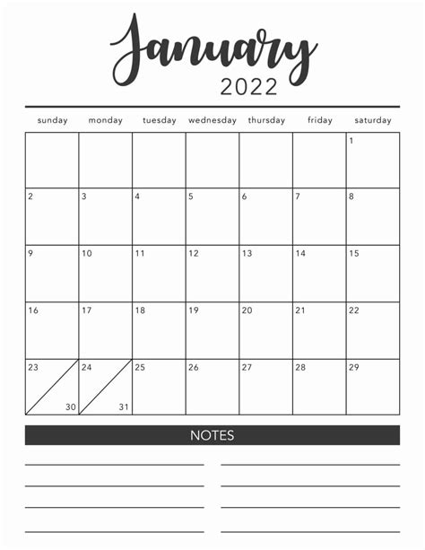 Printable 2022 Calendar Monthly Template Free Powerpoint Template