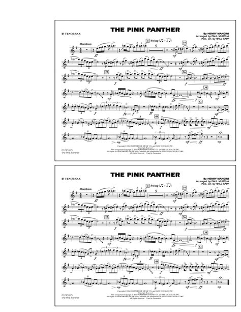 Download The Pink Panther Bb Tenor Sax Sheet Music By Henry Mancini
