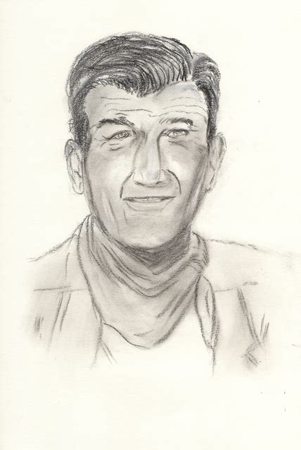 John Wayne Charcoal Drawing By Mel Beasley