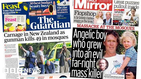 Newspaper Headlines Massacre At New Zealand Mosques