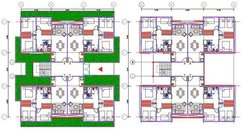 3 Bhk Apartment Cluster Plan Autocad Drawing Dwg File Cadbull
