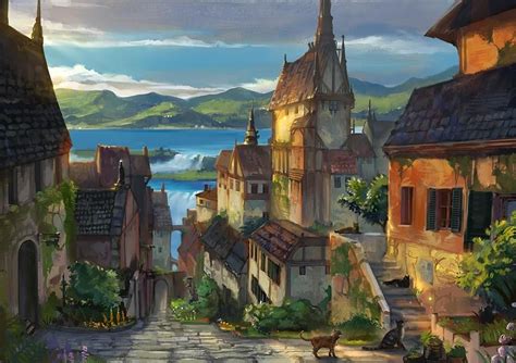 Medieval Village Fantasy Artwork Fantasy Landscape Fantasy City