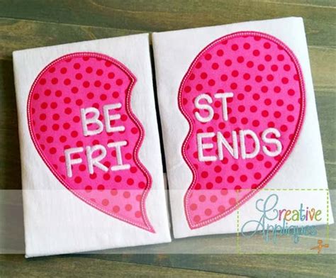 Best Friends Bff Split Heart Digital Machine Embroidery Etsy