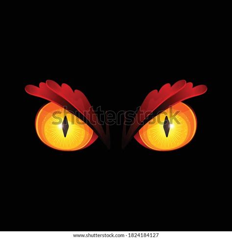 Scary Yellow Eyes Vector Illustration Glowing Stock Vector Royalty