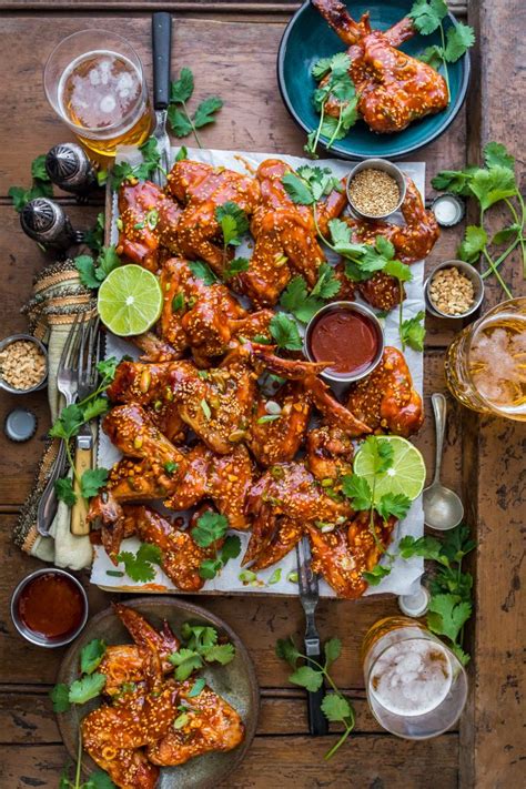 Cut 3 pounds of chicken wings into three sections; Korean-Style Smoked Gochujang Chicken Wings | Food ...