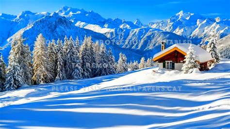 Snowy Mountain Cabin Winter Lovely Valley