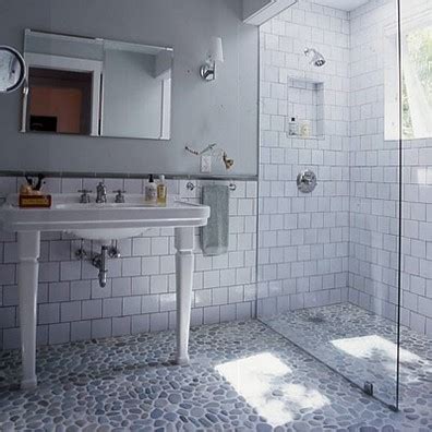 Pebble tiles interlocking round pebble floor tiles for kitchen bathroom balcony deck patio flooring indoor outdoor use natural black pearl stone stone center online thassos white marble pebble stone river rocks mosaic tile tumbled for kitchen backsplash bathroom flooring shower. 15 Unusual Bathroom Floor Ideas - Shelterness
