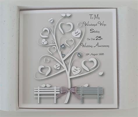 Personalised Silver 25th Wedding Anniversary Card And Keepsake Etsy