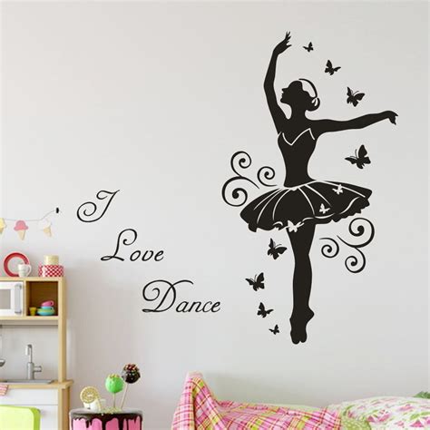 Wall Sticker I Iove Dance Pvc Stickers For Kids Girls Rooms Art Decal