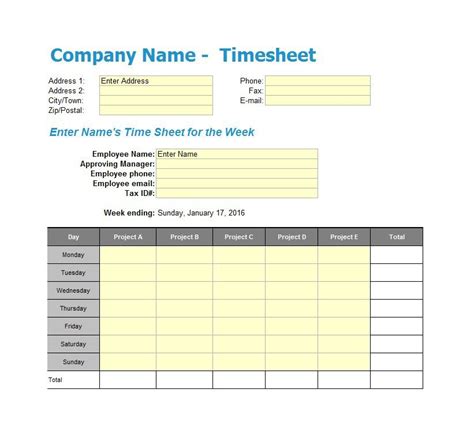 41 Free Timesheet Time Card Templates Free Template Downloads