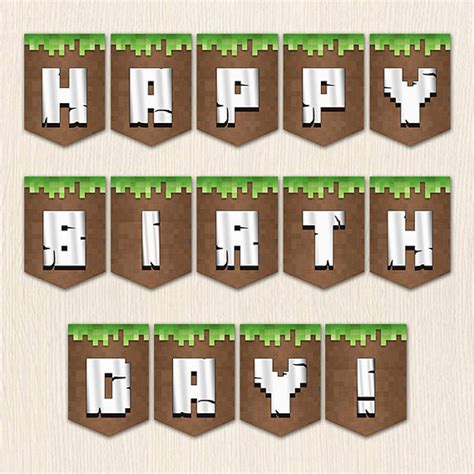 Minecraft Happy Birthday Banner Pdf Birthdaybuzz