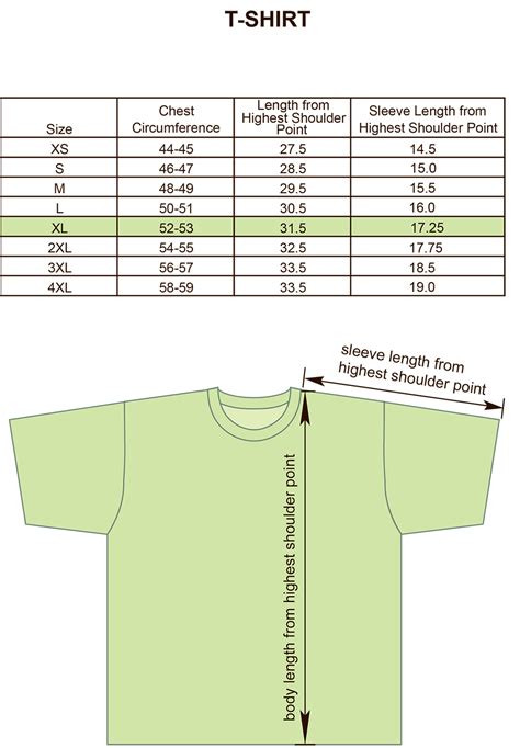 The Shirt Sizes Chart For Men And Women